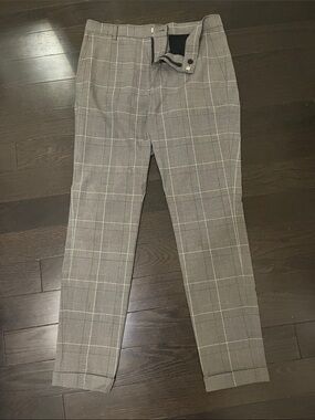 H&M Beige Plaid Dress Pants